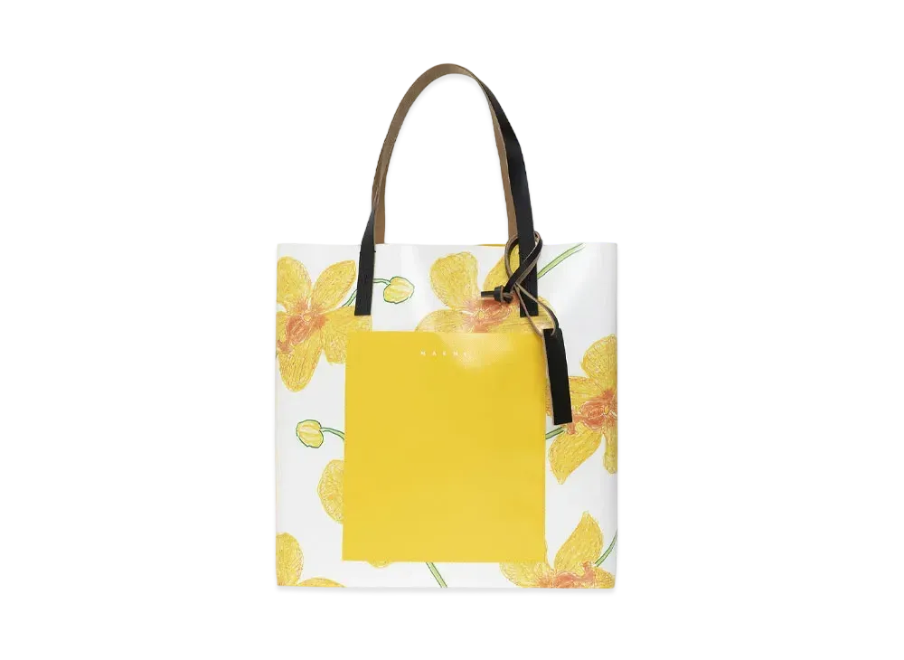 Marni Orchids Print Yellow Shopping Bag "Maze/Acid/Black"