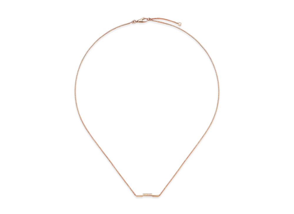 GUCCI Link To Love Necklace With Gucci Bar "Pink"