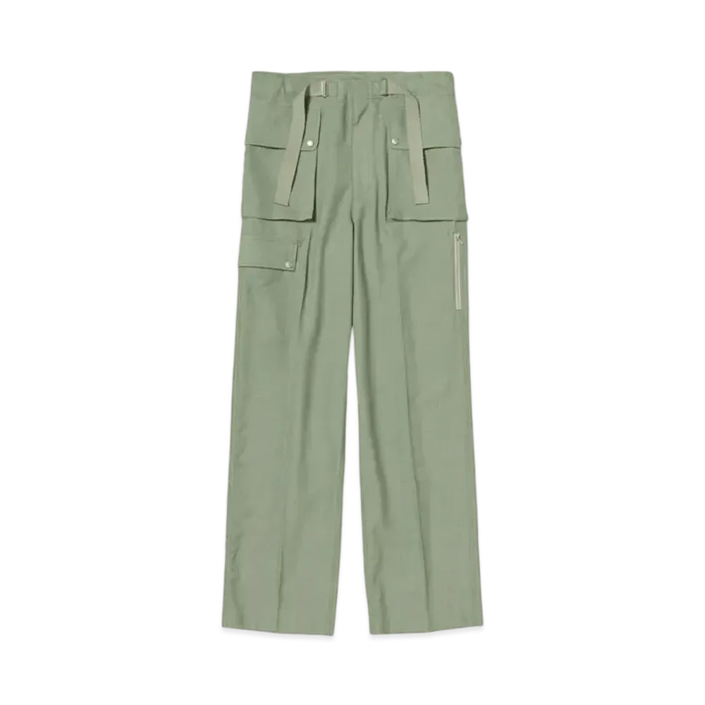 AURALEE Wool Herringbone Cargo Pants "Olive"