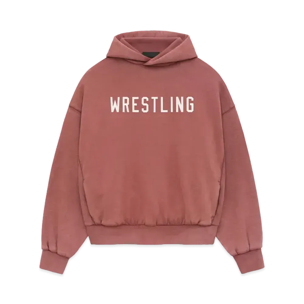 FEAR OF GOD Essentials Heavy Fleece Vintage Shrunken Hoodie "Crimson"
