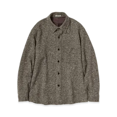 AURALEE Homespun Tweed Shirt Blouson "Mix Brown"