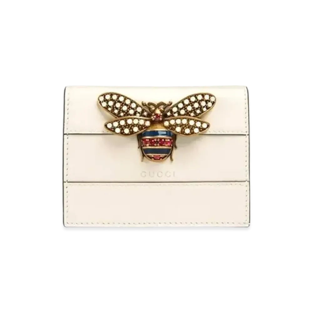 GUCCI Queen Margaret Bee Wallet "White"