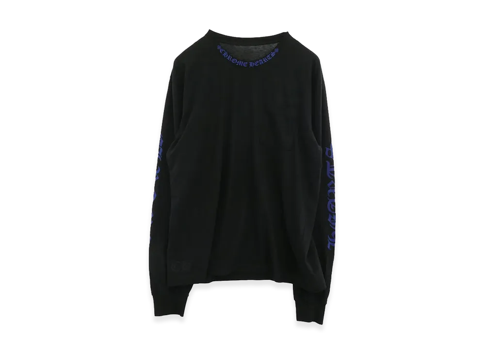 クロムハーツ ネック ロゴ ロングスリーブ Tシャツ "ブラック/ブルー"