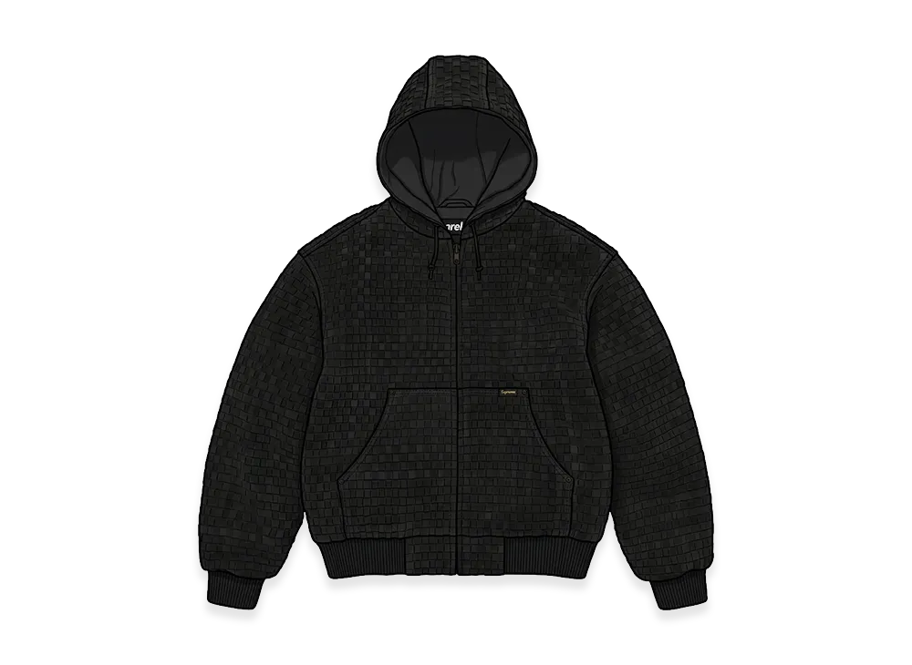 Supreme Woven Suede Hooded Work Jacket "Black"