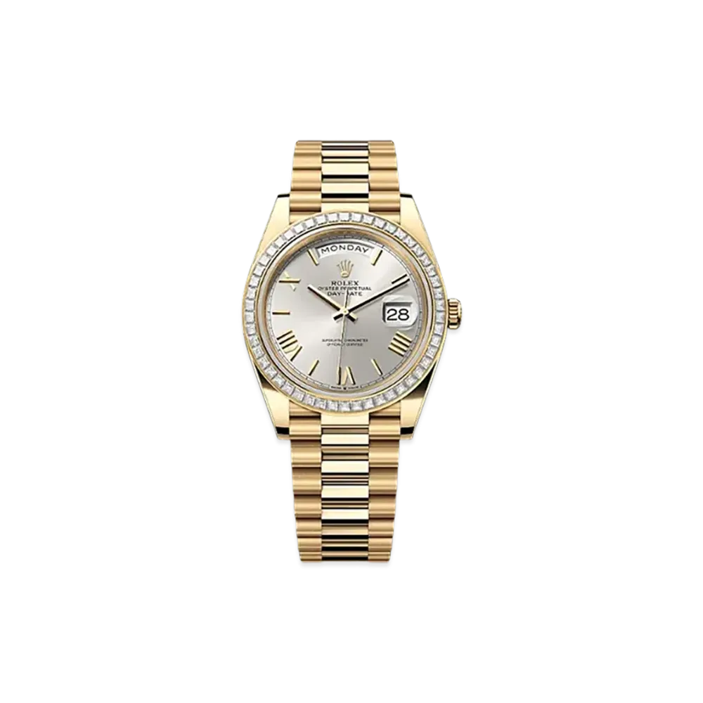 ROLEX Day-Date 40mm Yellow Gold Diamond 228398TBR "Silver"