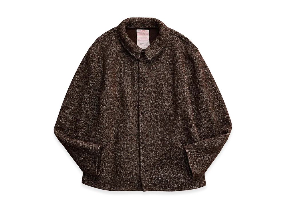 NICENESS Batt Kasuri Yarn Knitted Harbor Jacket "Brown"