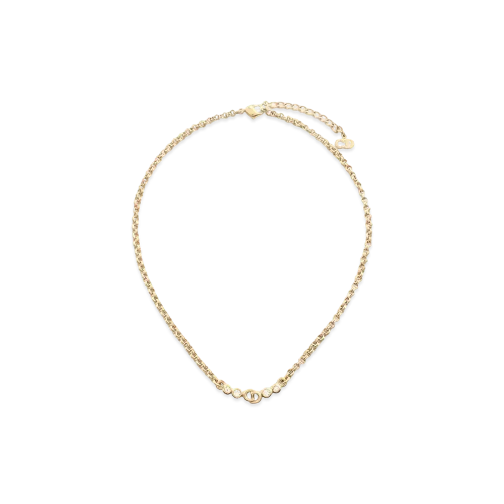 Dior CD Logo Necklace GP Rhinestone "Gold"