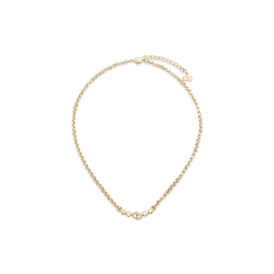 Dior CD Logo Necklace GP Rhinestone "Gold"