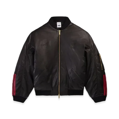 adidas x Willy Chavarria Leather Bomber Jacket "Black"