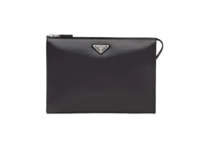 PRADA Brushed Leather Pouch "Black"