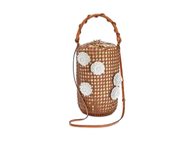 LOEWE Flower Bucket Mesh Bag In Calfskin "Tan"