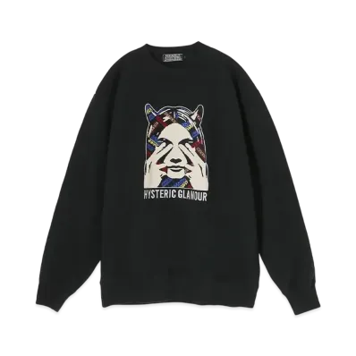 HYSTERIC GLAMOUR See No Evil Embroidery Sweatshirt "Black"