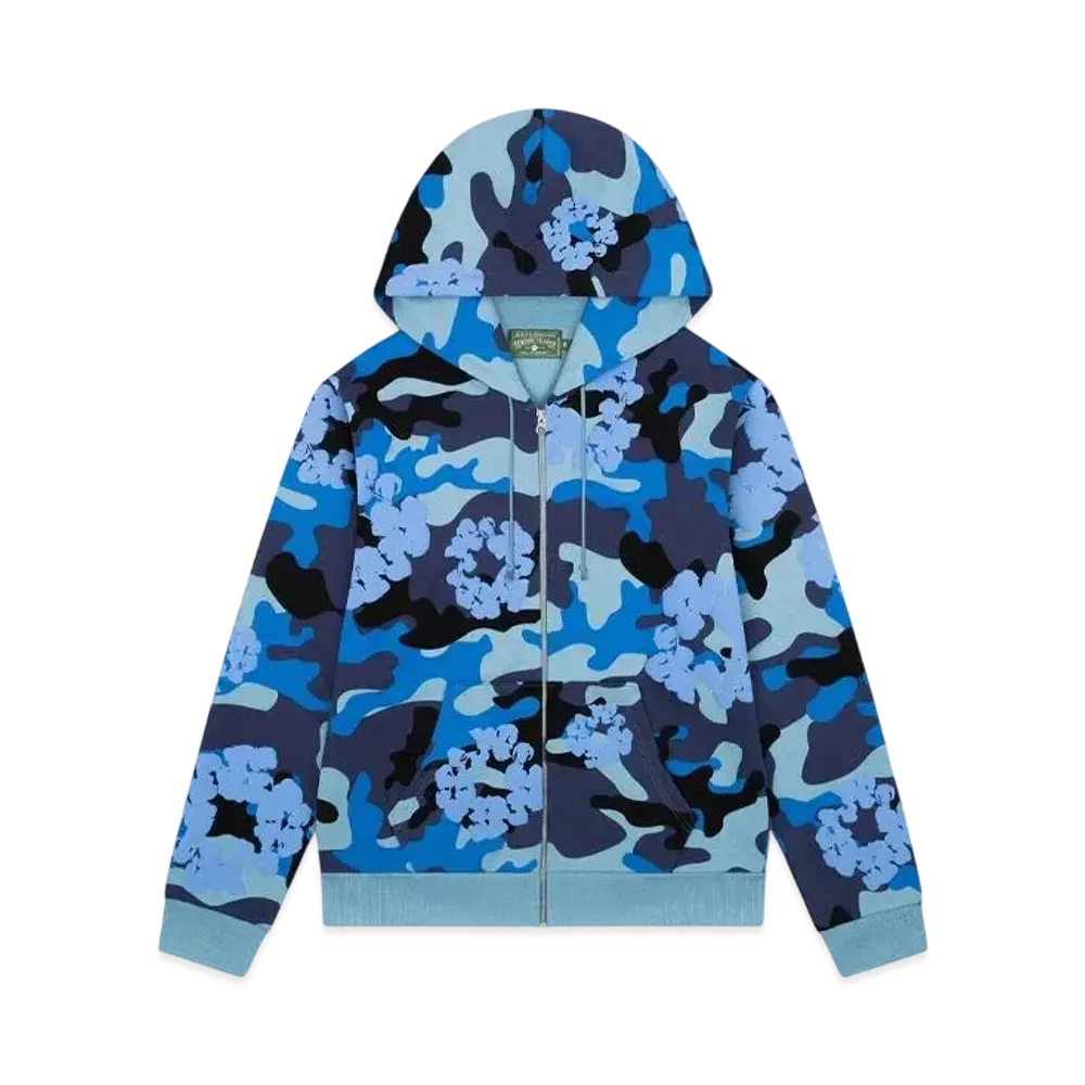 DENIM TEARS Blue Camo Cotton Wreath Zip Hoodie "Blue Camo"