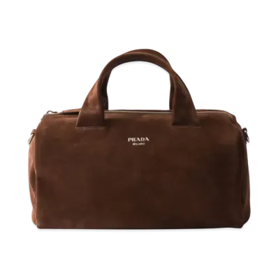 PRADA Suede Duffle Bag "Dark Brown"