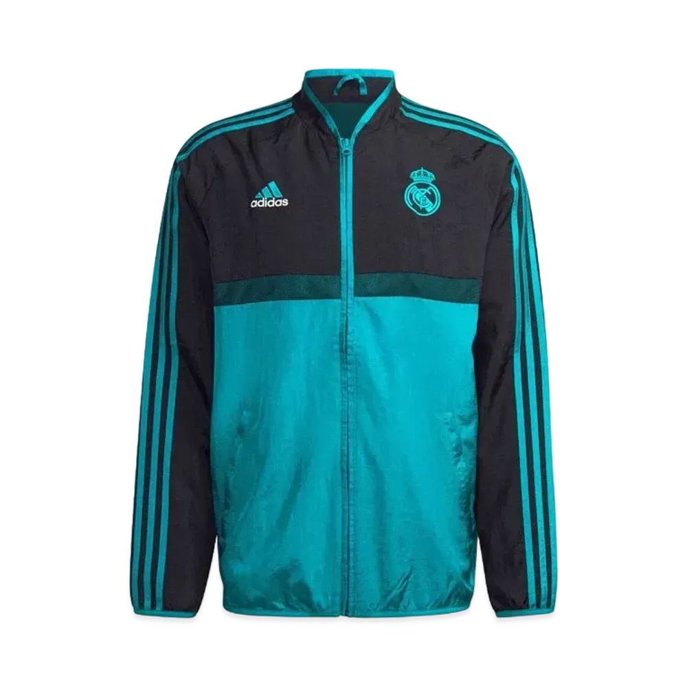ADIDAS REAL MADRID ICON WOVEN JACKET "Black/Blast Emerald"