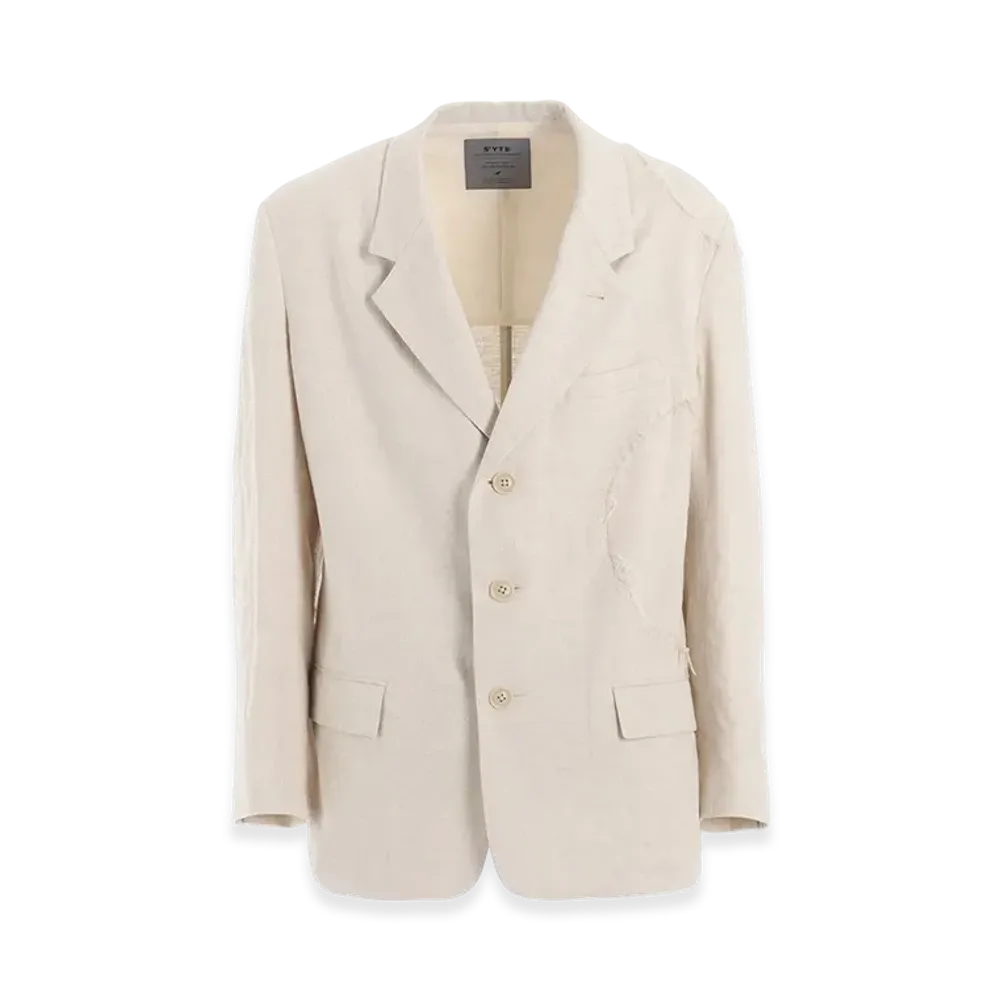 S'YTE Linen/Cotton Herringbone Zigzag Cut-Out Jacket "Ecru"