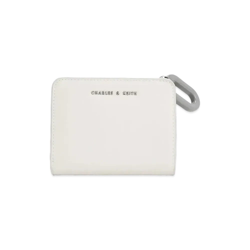CHARLES & KEITH Oval Key Chain Ship Wallet "Cream"