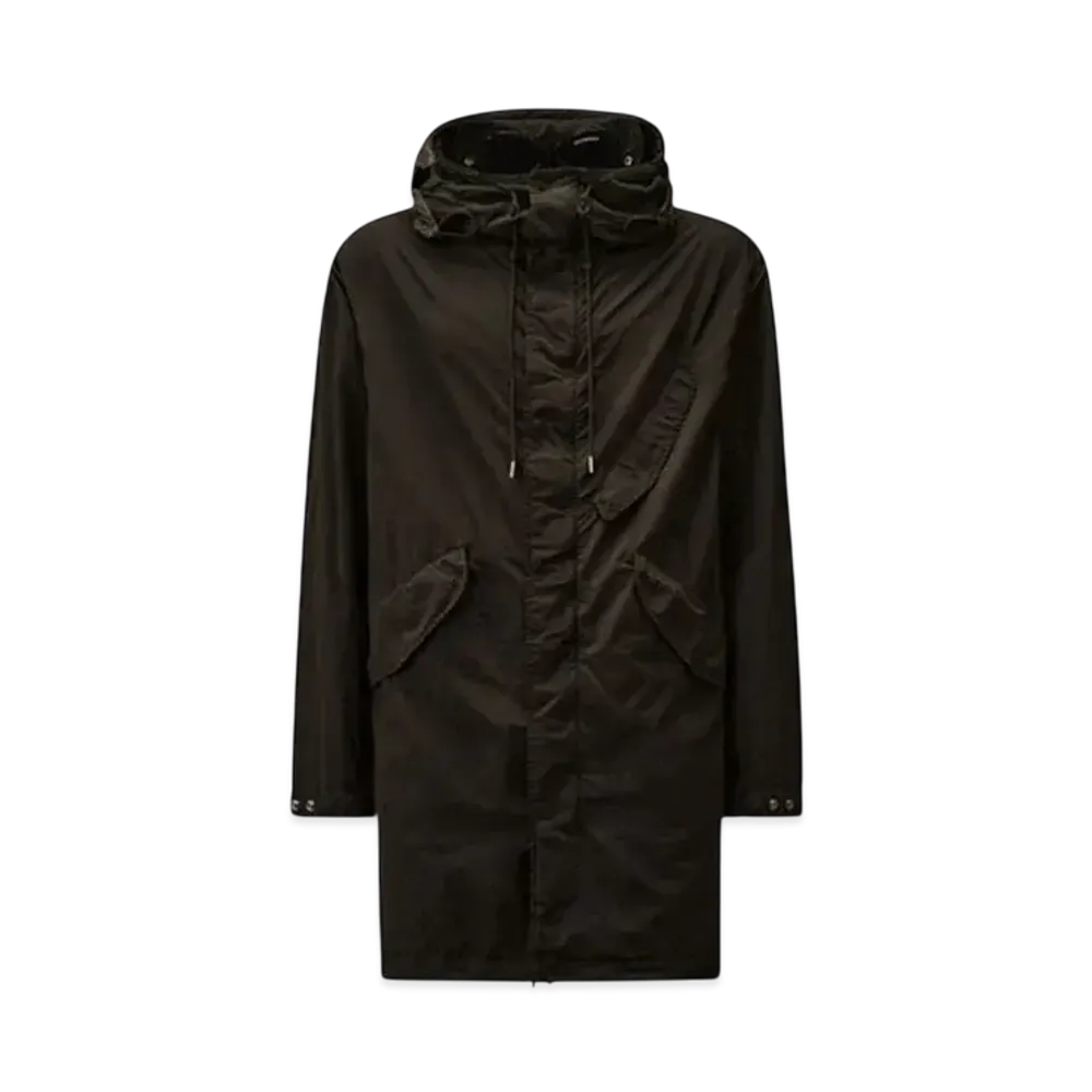 C.P. Company Flatt Nylon Goggle Fishtail Parka "Black" Sable Brown