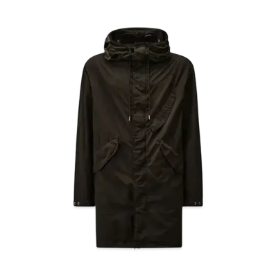 C.P. Company Flatt Nylon Goggle Fishtail Parka "Black" Sable Brown