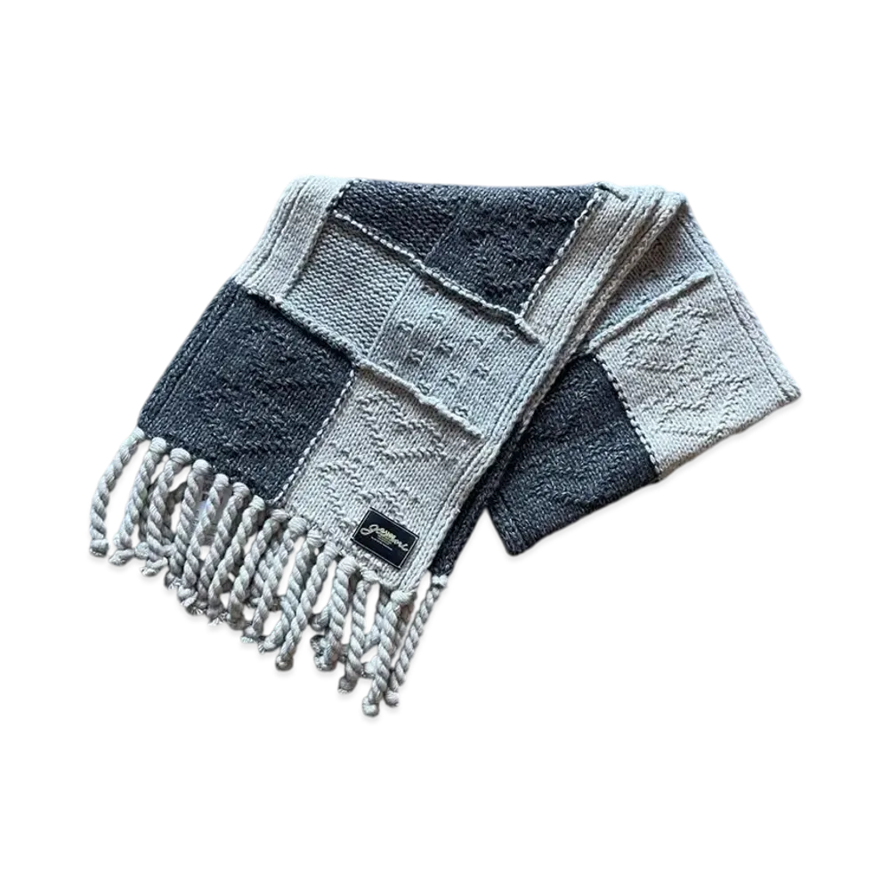 GANNI Wool Cotton Mix Knit Scarf "Multi Colour"
