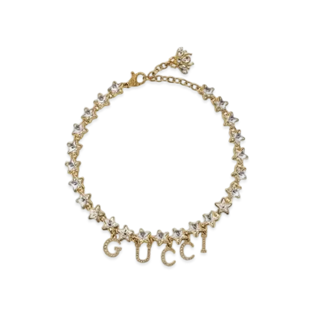 GUCCI Lettering Choker Necklace "Gold"