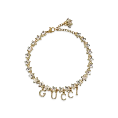 GUCCI Lettering Choker Necklace "Gold"