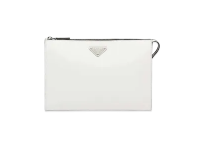 PRADA Brushed Leather Pouch "White"
