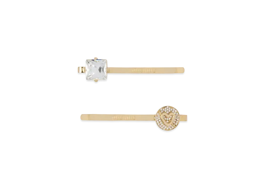 MIU MIU Miu Pave Crystal Hair Clip "Gold/Crystal"