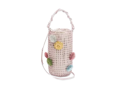 LOEWE Flower Bucket Mesh Bag In Calfskin "Icy Pink"