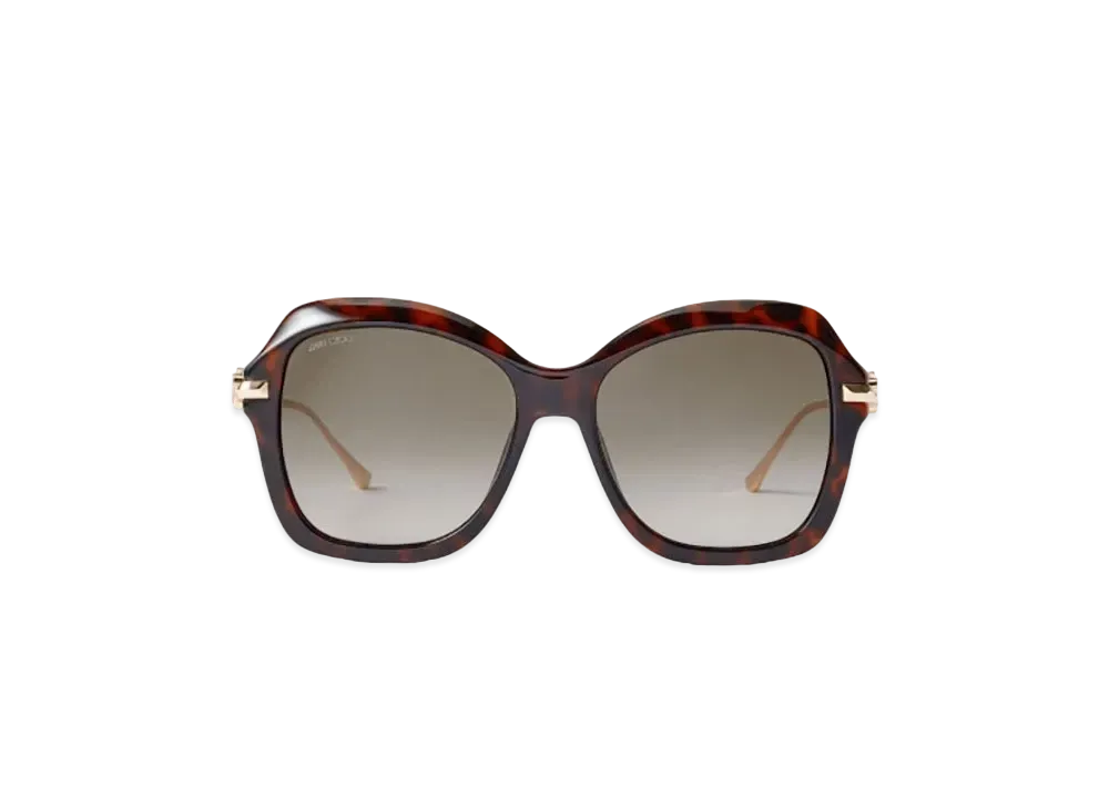 Jimmy Choo Tessy Square Sunglasses With Temples "Rose Gold/Dark Havana"