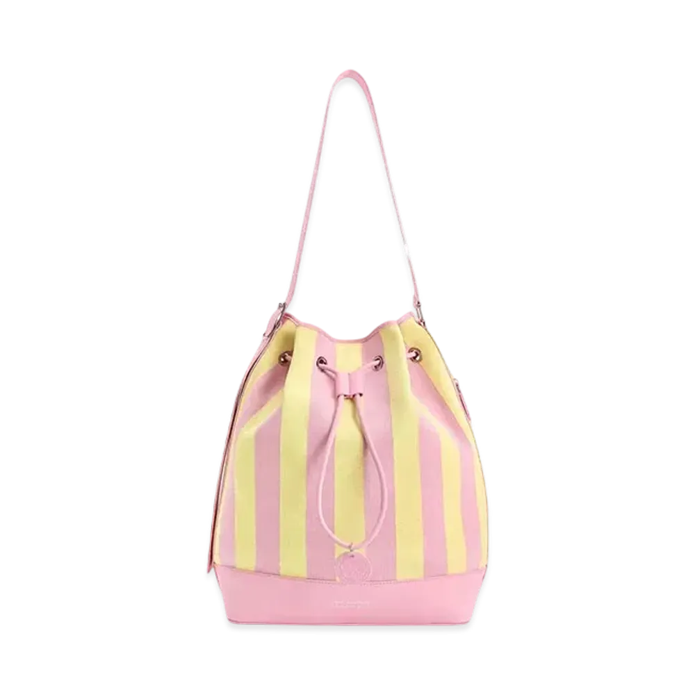 CHARLES & KEITH Sentence Large Stripe Bucket Bag "Yellow"