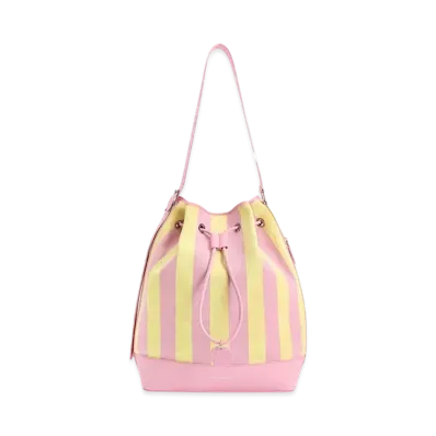 CHARLES & KEITH Sentence Large Stripe Bucket Bag "Yellow"