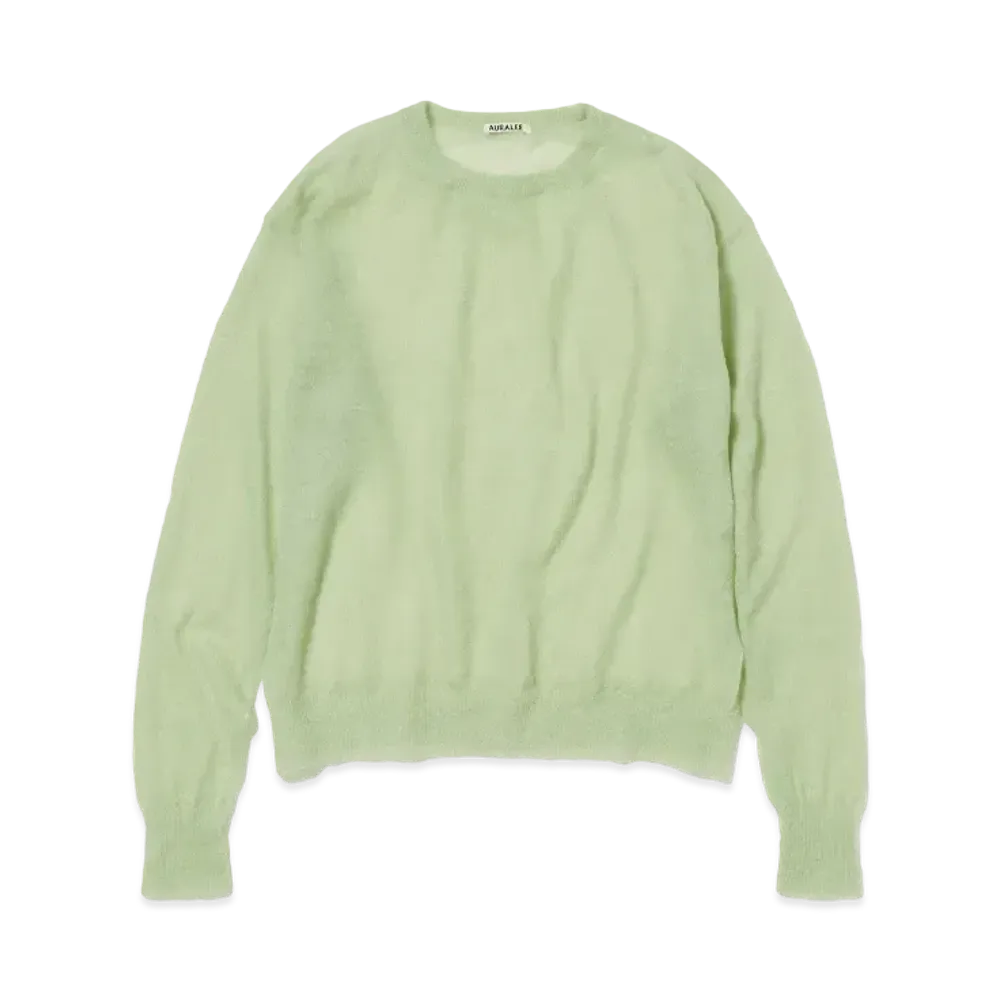 AURALEE Kid Mohair Sheer Knit P/O "Turquoise Blue"