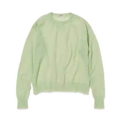 AURALEE Kid Mohair Sheer Knit P/O "Turquoise Blue"