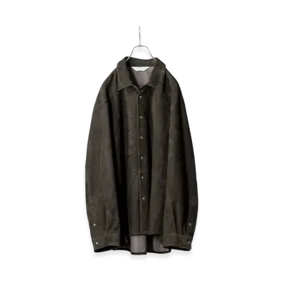 ANCELLM Geep Leather Over Shirt "Black"