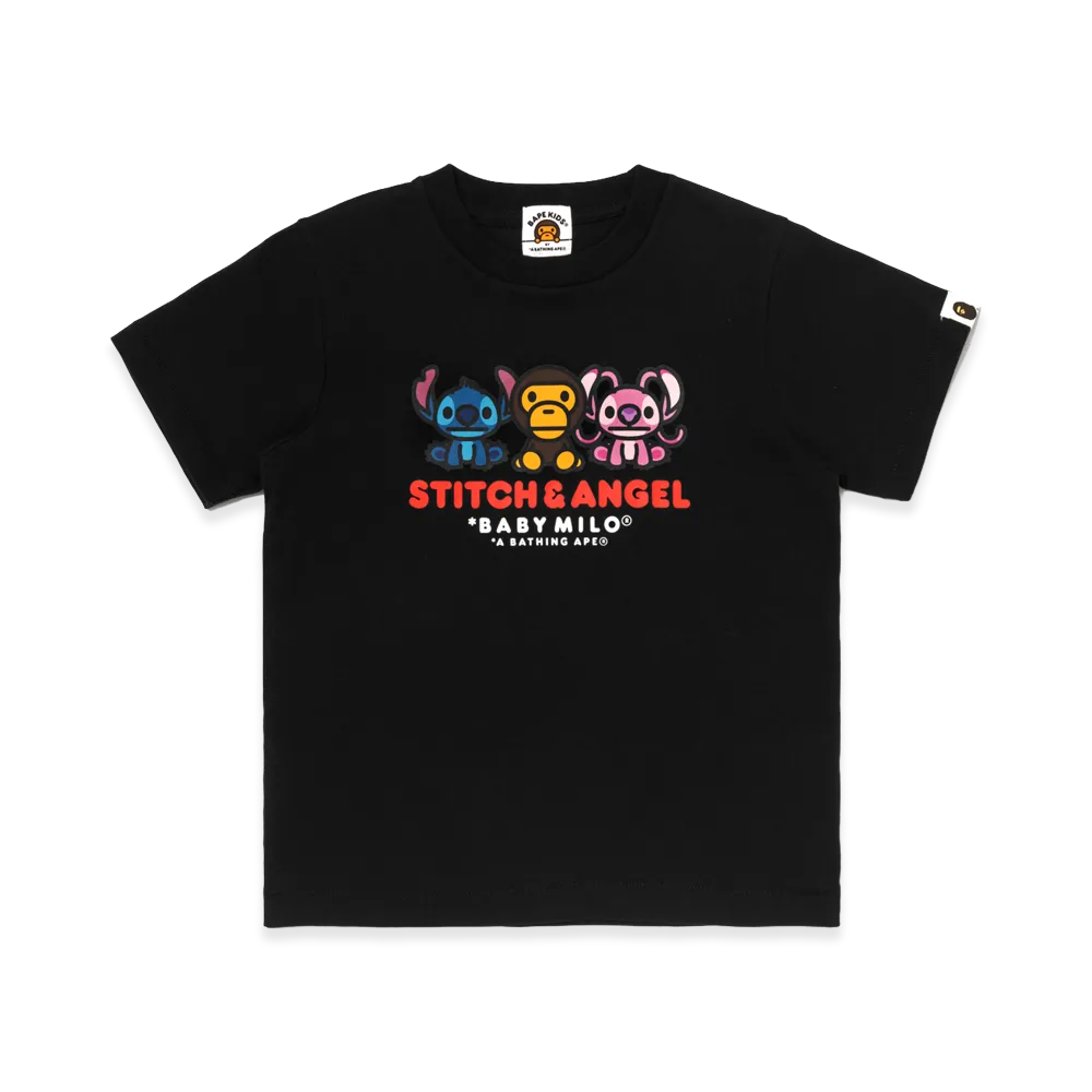 A BATHING APE x Disney Stitch Kids Stitch And Angel Baby Milo Tee "Black"