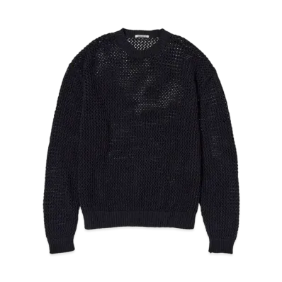 AURALEE Cotton Lily-Yarn Mesh Knit P/O "Dark Navy"