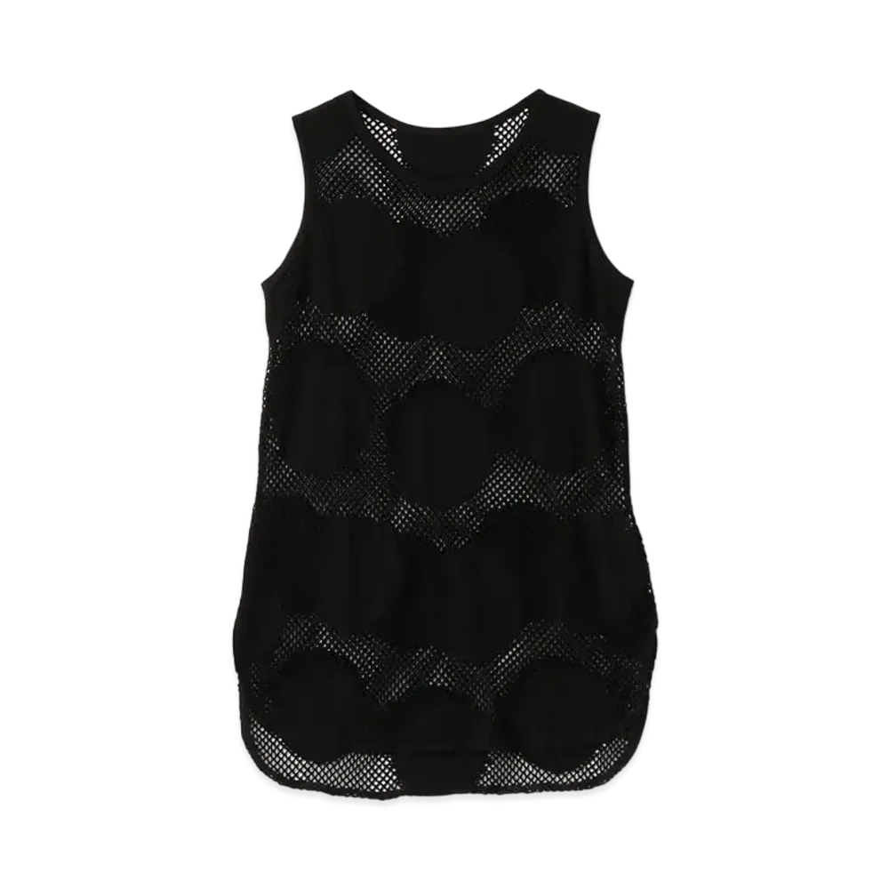 Yohji Yamamoto Y's 60/2 POLKA DOT HOLE MESH SLVLESS T "Black"
