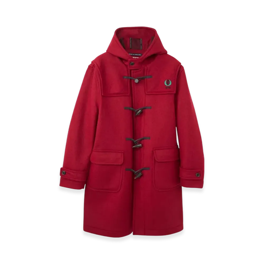 HYSTERIC GLAMOUR x London Tradition HYS Leaf Embroidered Duffel Coat "Red"