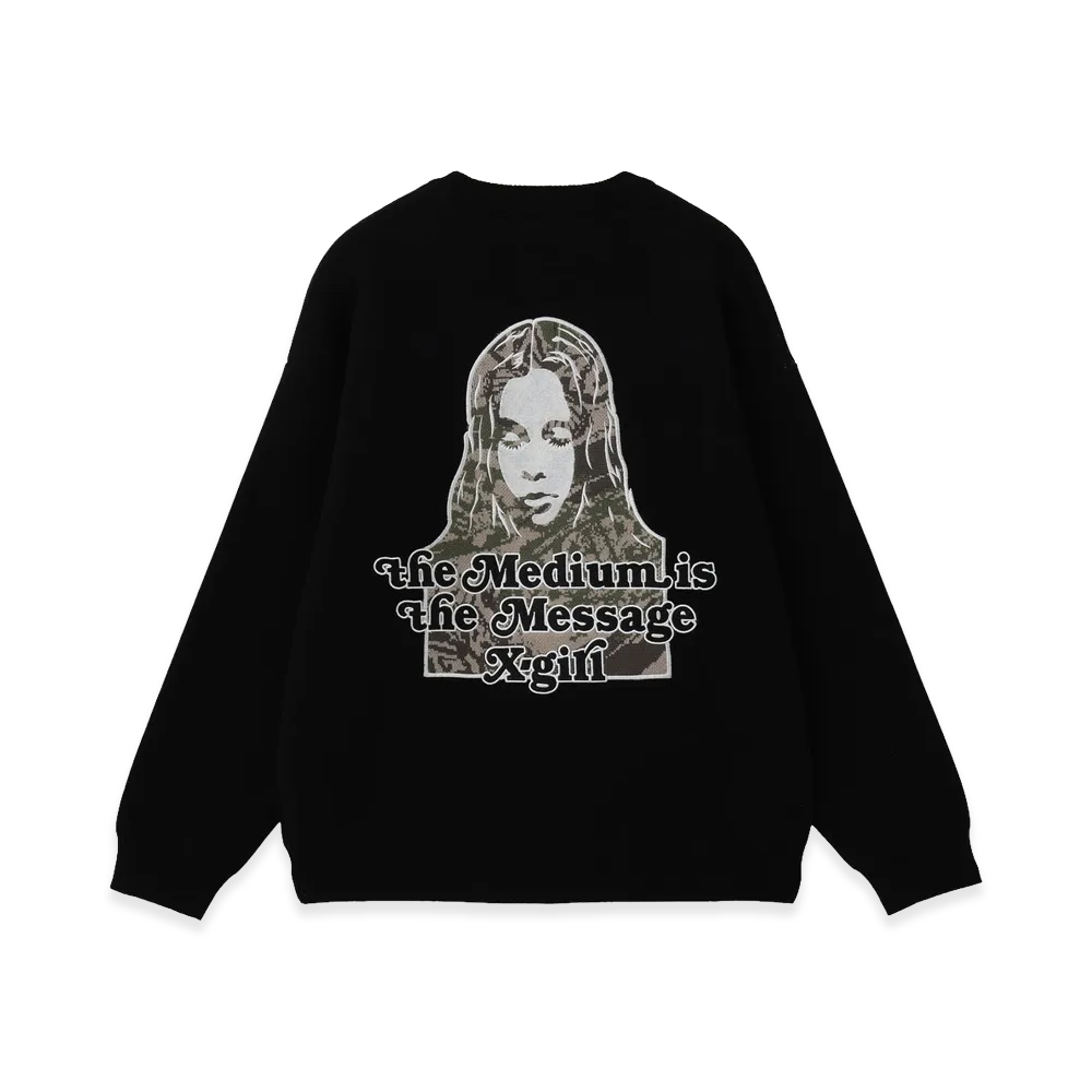 X-Girl Women's Camo Face And Logo Jacquard Knit Top "Black"