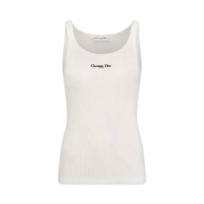 Dior Women's Tank Top Ribbed Cotton Jersey "White"