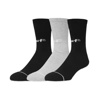 HUF Eighty Nine Crew Socks 3-Pack "Black/Heather Grey"