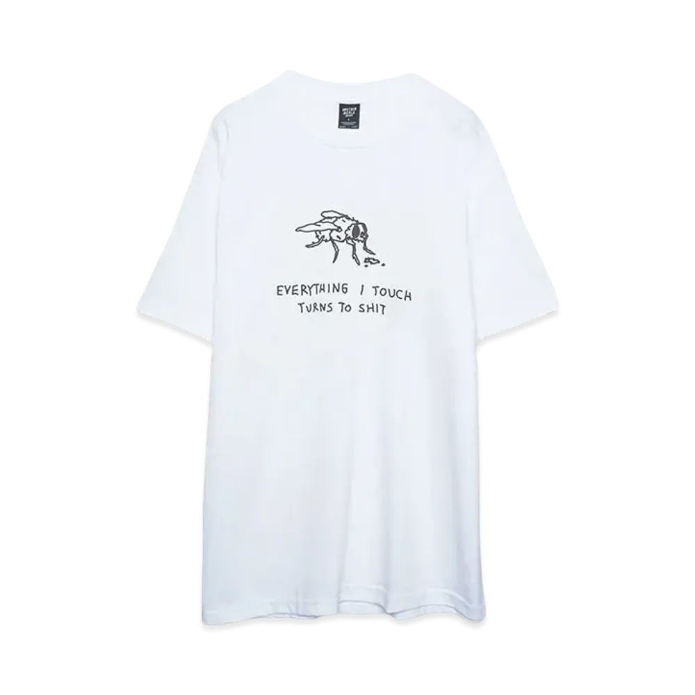 BROTHER MERLE Men's Knit S/S Crew T-Shirt - Shit Fly "White"