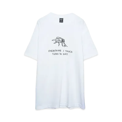 BROTHER MERLE Men's Knit S/S Crew T-Shirt - Shit Fly "White"