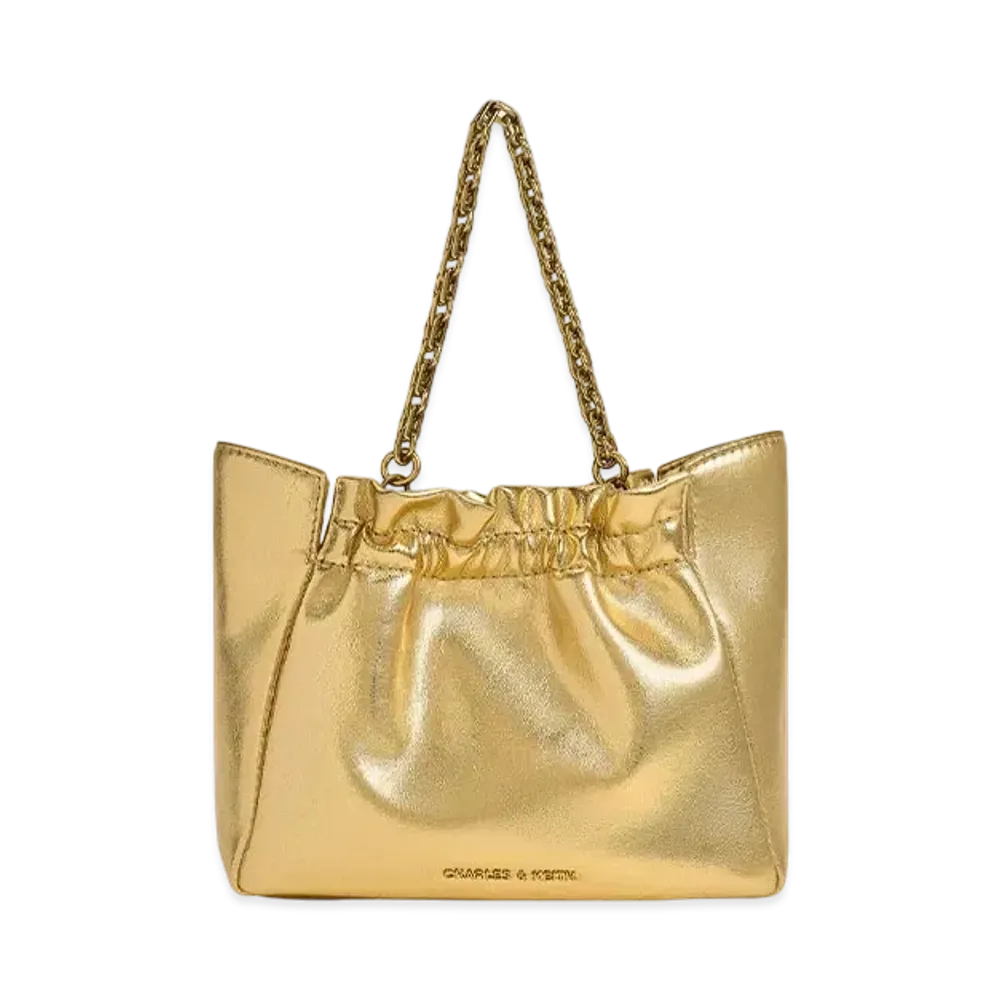 CHARLES & KEITH Bridget Chain Handle Shoulder Bag "Gold"