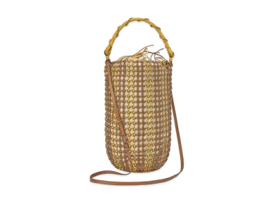 LOEWE Bucket Mesh Bag In Calfskin "Tan/Yellow"