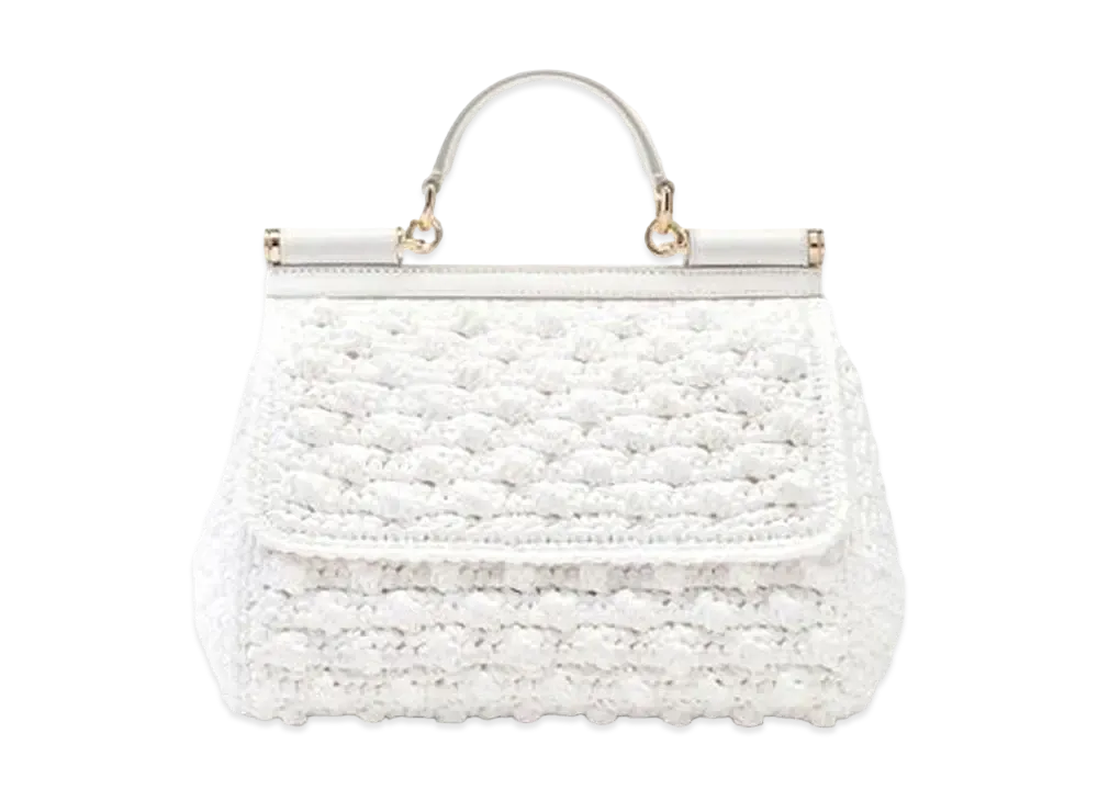 Dolce&Gabbana Sicily Bag Medium Raffia Crosse "White"