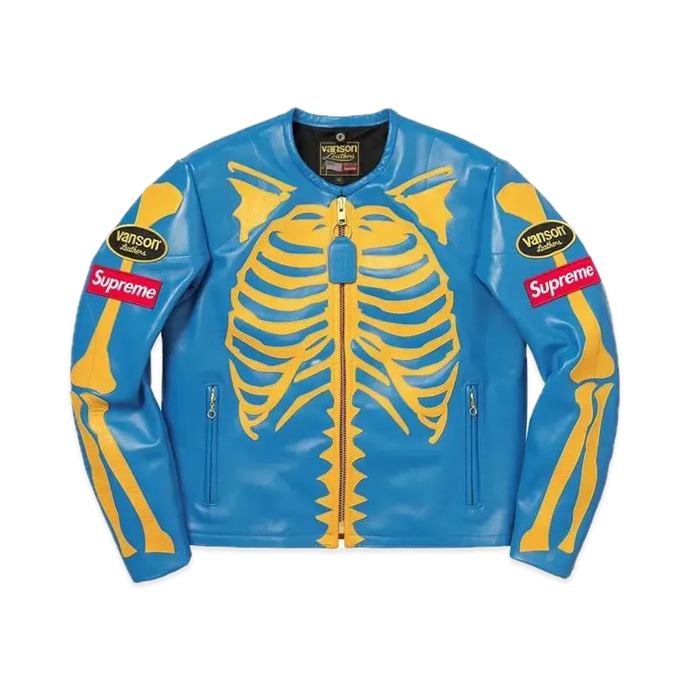 Supreme x Vanson Leather Bones Jacket "Blue"