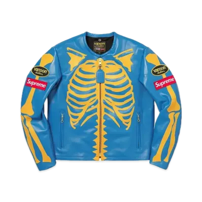 Supreme x Vanson Leather Bones Jacket "Blue"