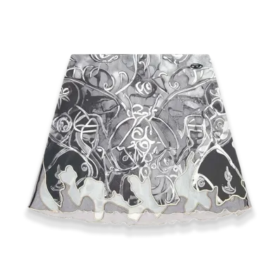 Diesel O-Lane Nylon Mini Skirt With Heraldic Print "Gray"
